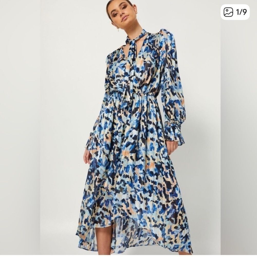 Elliatt Heavenly Creatures Blue Iridescent Long Sleeves Dress